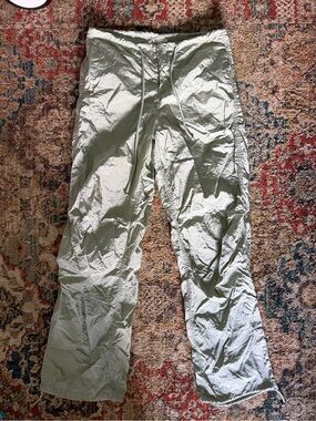Metallic Light Sage Drawstring Pants